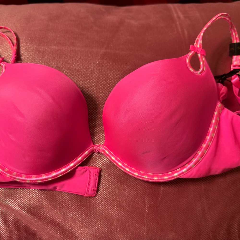 Victoria's Secret Hot Pink Bra with Floral Accent